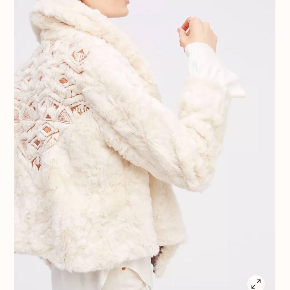Free People Embroidered Cascade Fur Jacket